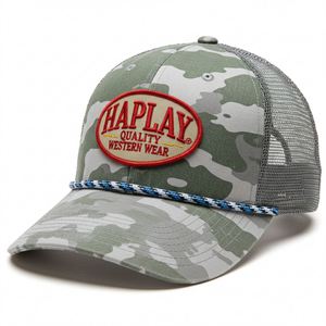 แฟชั่นใหม่หมวกเบสบอลลายพรางพิมพ์ออกแบบได้ตามต้องการปักลายตาข่ายหมวกกีฬาหมวกผ้าฝ้ายหมวกทรูเกอร์ติดโลโก้ได้ตามต้องการ - Product Image 3