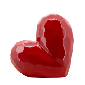Scultura a forma di cuore in ceramica, statuetta moderna rossa per l'arredamento di casa, bagno, ufficio - Product Image 4