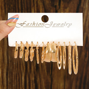 Juego de Aretes de Aro Dorados de Moda para Mujer, Aretes de Perlas Simples, Accesorios de Joyería para Fiesta - Product Image 2