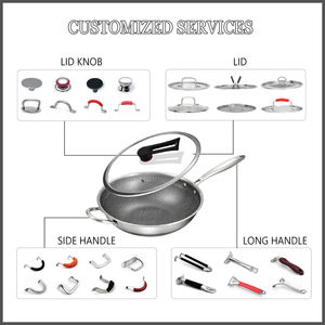 Atacado De Cozinha De Poupança De Energia <span class=keywords><strong>Wok</strong></span> Chinês <span class=keywords><strong>Non</strong></span>-<span class=keywords><strong>stick</strong></span> <span class=keywords><strong>Wok</strong></span> Triply Aço Inoxidável <span class=keywords><strong>Non</strong></span> <span class=keywords><strong>Stick</strong></span> Frying Pan <span class=keywords><strong>Wok</strong></span> Com Tampa De Vidro - Product Image 5