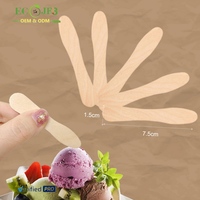 Cuillère à glace en bois jetable, cuillère à glace en bois de qualité alimentaire, 75 mm, surface lisse, logo personnalisé OEM pour les glaciers