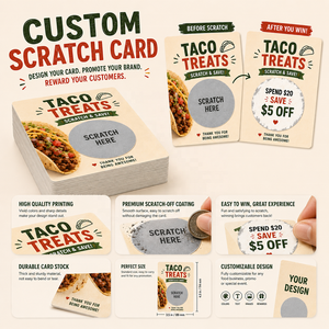 Tarjetas Rasca y Gana Personalizables al por Mayor con Logotipo y Tamaño a Medida para Cualquier Negocio de Alimentos, Tarjetas de Descuento - Product Image 3