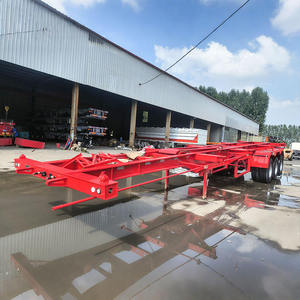 Low Price Hot Sale New Skeleton Steel Semi <b>Trailer</b> 3Axle Heavy Duty 60tons Containers Truck - Product Image 3