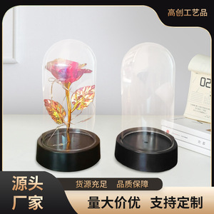 Preserved Rose In Glass Dome With Led Light Night Light For Bedroom Living Room Valentine'S Day <b>Gift</b> Elegant Decor - Product Image 5