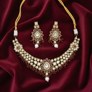 Beautiful <b>Antique</b> <b>Jewellery</b> High <b>Gold</b> Polish Full Kundan Stone Necklace Set Party Wear Ethnic Designer Necklace - Product Image 1