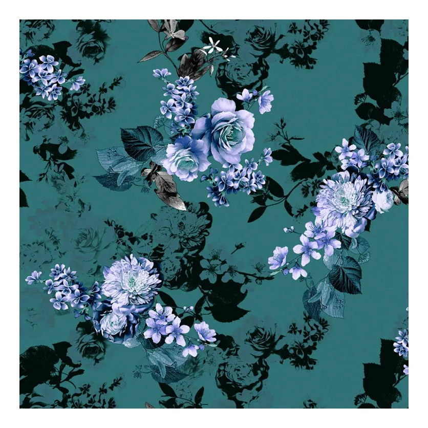 ผ้าชีฟองโพลีเอสเตอร์ Koshibo,ผ้าเครปสำหรับชุดแต่งงานพิมพ์ลายดิจิทัลสไตล์การออกแบบนามธรรมดอกไม้สำหรับฤดูร้อน