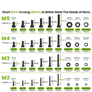 Black Alloy Steel Screw Nut Set 1575pcs Metric Class 8.8 DIN912 Cylindrical Head Socket For Standard Use - Product Image 4