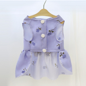 Floral Princess Dress For Small Medium Dogs <b>Cats</b> Bichons Corgis Cute Vest Pet <b>Clothes</b> With Yellow Bow Design - Product Image 3