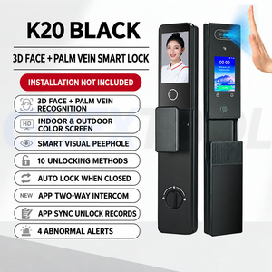 3D ประตูบ้านกันขโมยการจดจำใบหน้าปาล์มพิมพ์ลายนิ้วมือล็อคประตูอัจฉริยะตาแมวระยะไกล - Product Image 2