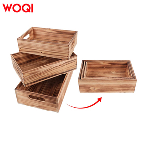 Woqi làm tổ lưu trữ container nâu hình chữ nhật thùng gỗ trang trí nội thất Stackable gỗ thủ công mỹ nghệ hộp gỗ - Product Image 2