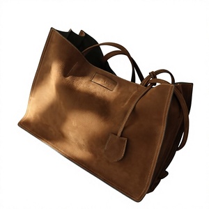 Latest Arrival Pure Leather Handbags Casual Style Open Top With Removable Strap Genuine Leather Women's Shopping Bag For Sale - Product Image 1