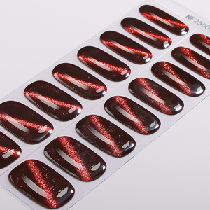 Waterproof Non-toxic 3D Cat's Eye Glitter <b>Gloss</b> Salon Quality Gel Polish Nail Strips HEMA Free UV Lamp Semi Cured Nail Wraps - Product Image 6