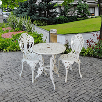 Meubles de jardin de haute qualité, utilisation hôtelière, couleur personnalisée, design européen, ensemble de tables d'appoint en métal, chaises en aluminium moulé, table à thé