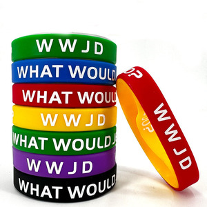 Braccialetti in silicone ispirazionali cristiani Qixi Promotional Church Gifts What Would Jesus Do - Product Image 1