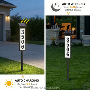 Letrero de Dirección LED con Energía Solar Directa de Fábrica Alecter, IP54 Impermeable, Blanco Cálido, Placa Iluminada con Números de Casa - Product Image 3