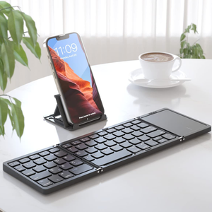 Clavier pliable universel portable Bluetooth sans fil avec pavé tactile AZERTY pour iPad, tablette, Mac, PC, iPhone - Product Image 1