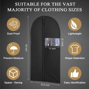 Hanging Garment Bag Clothes Covers Garment Suit Bags <b>Plastic</b> Clothes Cover with Clear <b>Window</b> - Product Image 2