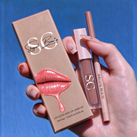 Paket Lip Gloss dan Lip Liner Vegan Tahan Air 2 in 1, Set Lipstik Cair, Label Pribadi, Grosir Custom, Paket Lip Combo