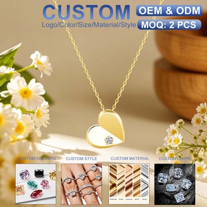 Joyería Empeñable, Diamante Moissanita de 0.06ct, Regalo de Compromiso y Boda para Mujer, Colgante de Corazón Hueco de Oro de 14k - Product Image 1