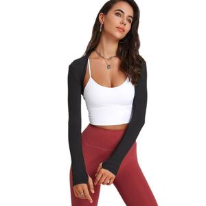 वसंत गर्मियों के खेल कार्डिगन लंबी आस्तीन योग नृत्य शॉल ठोस रंग फिटनेस कवर प्लस आकार के छोटे अवकाश मोर्चे के लिए - Product Image 5