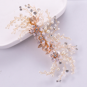 Luxueux cristal strass fleur femmes or métal épingle à <span class=keywords><strong>cheveux</strong></span> pince conception mariage pince à <span class=keywords><strong>cheveux</strong></span> barrettes mariée - Product Image 2