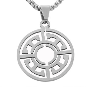 <b>Titanium</b> Steel Hollow Round Pendant Geometric Design Men's Necklace Retro Punk Style Fashion Jewelry Gift 120144 - Product Image 1