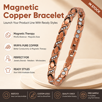 Joyería Magnética de Cobre Puro, Joyería de Terapia Magnética con Patrón de Pez, Pulsera de Cadena con Cristales de Estrás, Venta al Por Mayor Personalizada