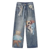 Design de mode original et novateur - Nouveau motif d'ours 3D, marque américaine tendance, jeans de haute qualité pour hommes et femmes