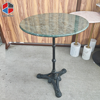 Table de bistrot ronde de 60 cm avec plateau en marbre vert, style bistrot français