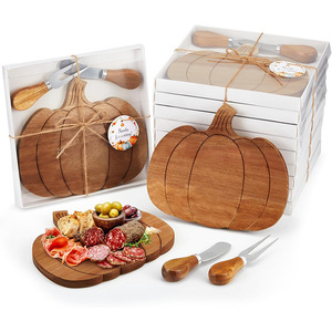 उच्च गुणवत्ता वाले कद्दू के आकार की लकड़ी पनीर चारक्यूरी बोर्ड व्यक्तिगत हेलोलीन फॉल सेवारत प्लैटर मिनी कटिंग ब्लॉक - Product Image 3