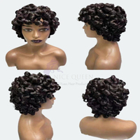 XZY Nueva Peluca de Cabello Humano Indio Natural SDD Super Double Drawn, Color Natural, Corta, Rizada y Voluminosa, para Mujeres Negras, Hecha a Máquina