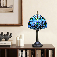   Lampe de table rétro en verre teinté, alimentation secteur, pour salon, design baroque bleu, lampe de chevet, lampe de bureau, lumière décorative de nuit