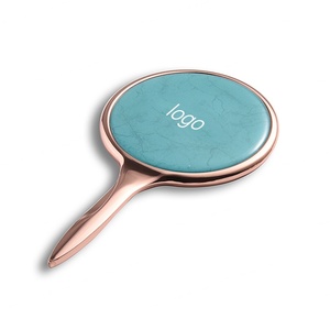 Espejo Cosmético de Mano, Metálico, Azul, con Luz Láser, de Una Sola Cara, Práctico, al por Mayor - Product Image 5