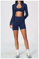 Ensemble de vêtements de sport 3 pièces en spandex/nylon, séchage rapide, respirant, short de yoga taille haute tendance pour les sports de plein air et la remise en forme