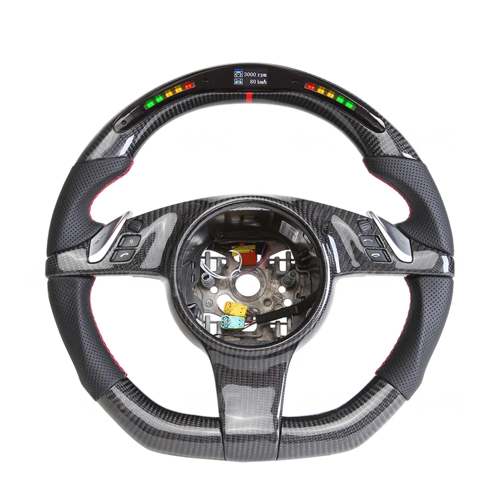 Volant de voiture LED en Fiber de carbone compatible avec Porsche 991 Panamera 970 Cayenne 958 2009 à 2015