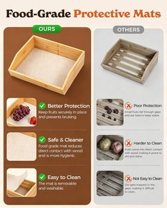 Organiseur à plusieurs niveaux en bambou robuste JQ, panier à <span class=keywords><strong>fruits</strong></span> en bambou à 3 niveaux avec 2 supports pour bananes, pour le pain, les collations, les légumes - Product Image 6