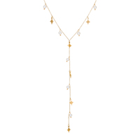 Collier en Y Imperméable en Acier Inoxydable, Mode Plaqué Or 18K avec Perle, Collier Ras du Cou Étoilé, Sexy en Forme de Y