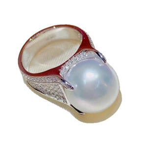 Bague en perle naturelle luxueuse de 11-12 mm avec zircon exquis, vente chaude transfrontalière, coffret cadeau de luxe léger pour femmes - Product Image 5