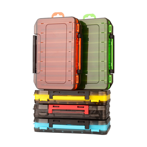 DN 14 Compartments Double Sided Fishing Tackle Boxes Plastic Fishing Lure Storage Box Bait Hook Boxes Organizer
