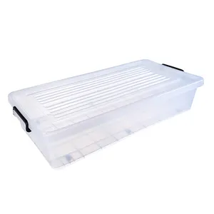 Plastic Storage Box Supplier Wholesale 34l Clear Packing Plastic Storage Box With Wheels For Sale
