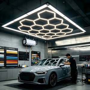 Lumière <span class=keywords><strong>de</strong></span> <span class=keywords><strong>garage</strong></span> <span class=keywords><strong>LED</strong></span> hexagonale RGB, lumière <span class=keywords><strong>de</strong></span> plafond modulaire à changement <span class=keywords><strong>de</strong></span> couleur en forme <span class=keywords><strong>de</strong></span> nid d'abeille, commande par application, télécommande intelligente pour <span class=keywords><strong>garage</strong></span> - Product Image 2