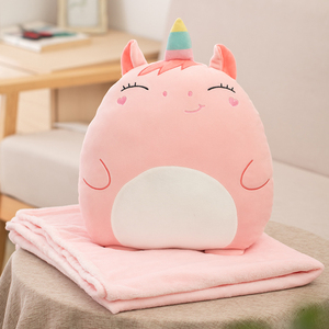 Oreiller rembourré en polaire et couverture pour enfants, motifs licorne, vache, Lion, tigre, avocat, ours en peluche, modèle de voyage 2 en 1 - Product Image 2