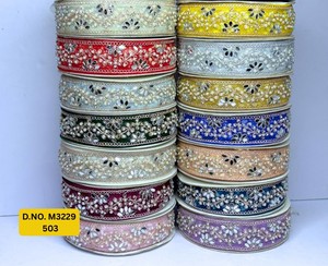 Robes et saris sur mesure, de qualité supérieure, traditionnels, écologiques, avec bordure en dentelle brodée florale, vêtements de mariée, 100% coton/polyester - Product Image 4