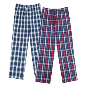 Men Plaid <b>Pajama</b> Set Cotton Lounge Wear Button Front Sleepwear Elastic Waist Drawstring Full Length Bottoms - Product Image 2