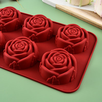 Cetakan Kue Silikon Bentuk Mawar 6 Lubang ZT X-01, Food Grade, Aman untuk Oven, Mudah Dilepas, Alat Panggang untuk Es Krim, Puding, Jelly