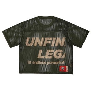 T-shirt Personalizzata Retrò in Mesh Stile Streetwear da Tifoso di Football Americano con Stampa Serigrafica e Grafica a Lettere, Vestibilità Boxy Corta, Colore Nero - Product Image 3