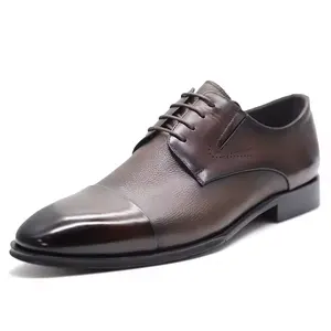 Chaussures de bureau décontractées pour hommes, chaussures de soirée artisanales, chaussures de mariage à lacets en cuir pour hommes