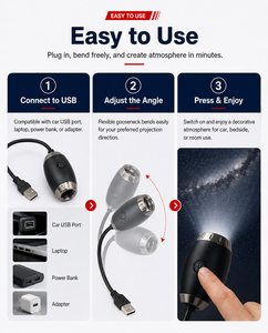 Lampe de toit USB VANTONE effet ciel étoilé pour voiture, projecteur LED d'ambiance intérieure, éclairage décoratif automobile nocturne - Product Image 4