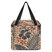 Sac à lunch isotherme personnalisé imprimé avec des feuilles de cocotier, motif botanique tropical pour le transport des aliments