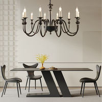 Lustre en cristal et laiton forgé américain, noir/doré, style rétro luxueux, pour salon, hôtel, lustres artisanaux